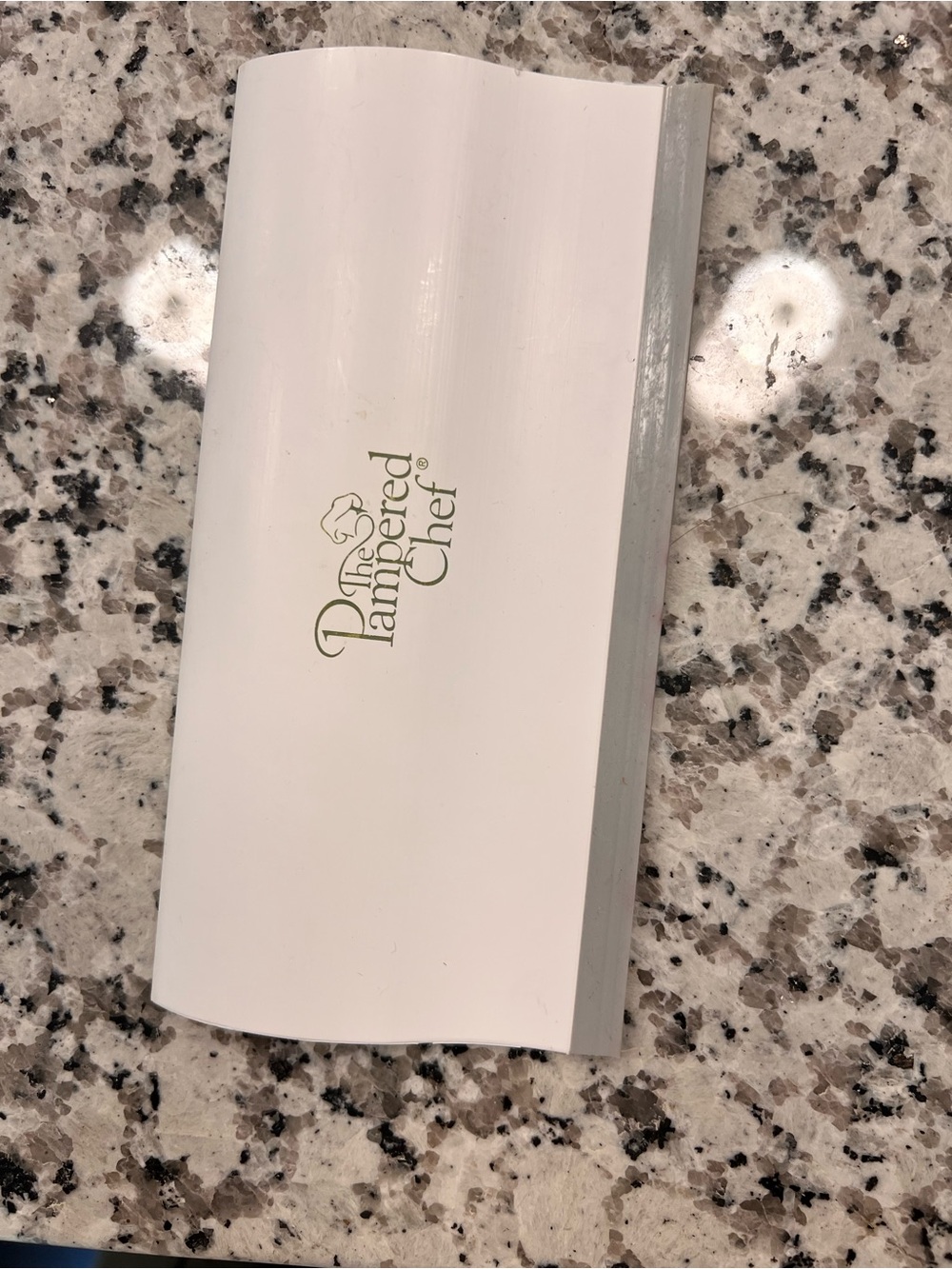 The Pampered Chef White Dough Scraper with Olive Logo